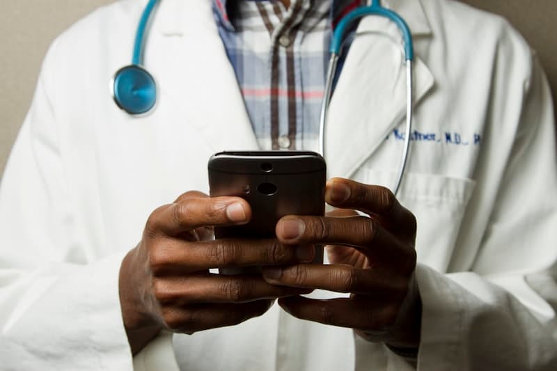 Clinician on tablet